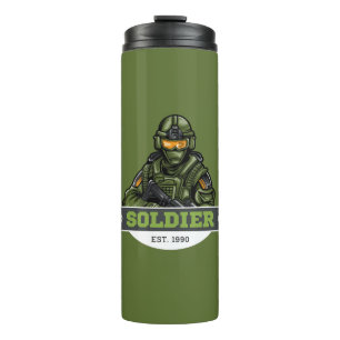 Soldier Tactisch Logo – Militair Embleem Ontwerp Thermosbeker