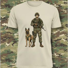 Soldier with Military Dog T-shirt