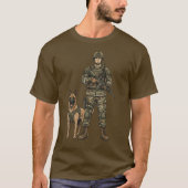 Soldier with Military Dog T-shirt (Voorkant)