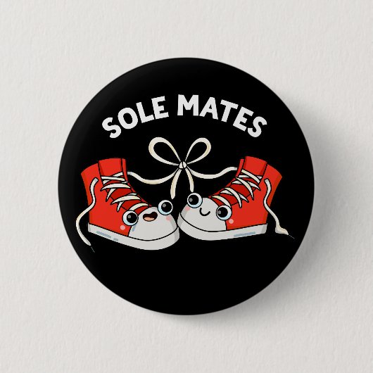 Sole Mates Funny Shoe Pun Dark BG Ronde Button 5,7 Cm (Voorkant)