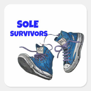 Sole Survivors - Een paar goed versleten trainers Vierkante Sticker