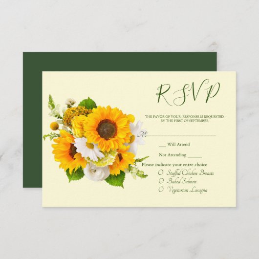 Soleil Bouquet RSVP-kaart Informatiekaartje (Voorkant / Achterkant)