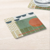 Soleil Rouge III Kartonnen Onderzetters (Schuin)