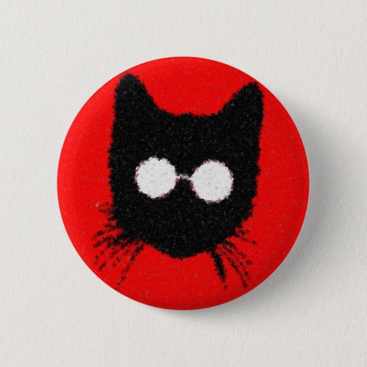 Solemn Hipster Cat met Glasses Silhouette Ronde Button 5,7 Cm (Voorkant)
