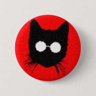 Solemn Hipster Cat met Glasses Silhouette Ronde Button 5,7 Cm