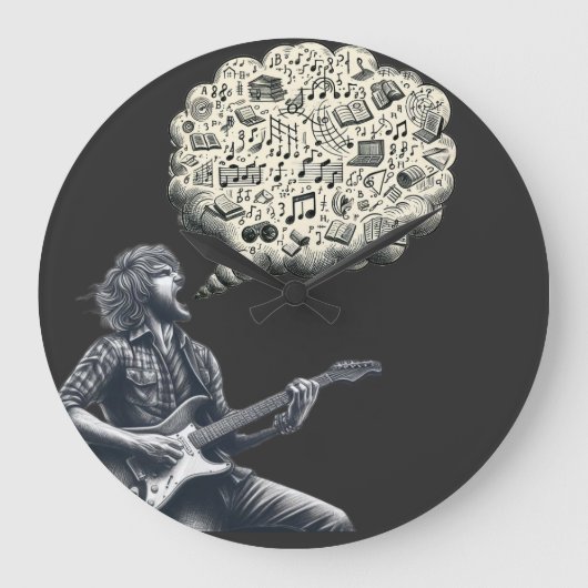 Solfeggio explosieve gitaar speler grote klok (Voorkant)