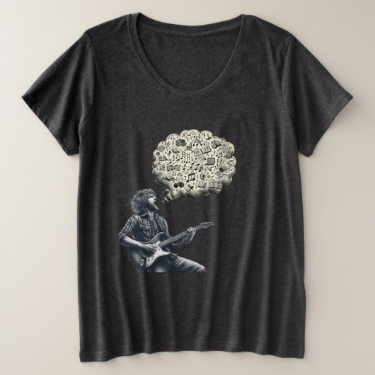Solfeggio explosieve gitaar speler grote maat t-shirt (Design voorkant)