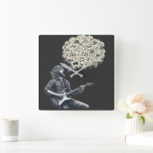 Solfeggio explosieve gitaar speler vierkante klok (Huis)