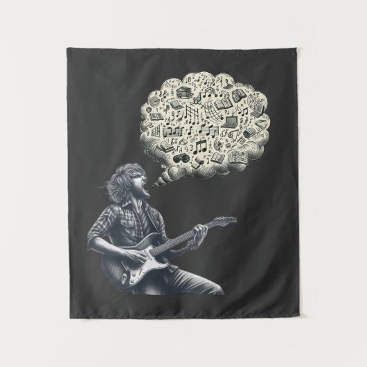 Solfeggio explosieve gitaar speler wandkleed (Voorkant)