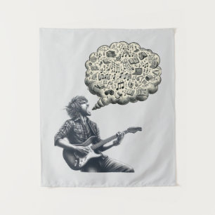 Solfeggio explosieve gitaar speler wandkleed