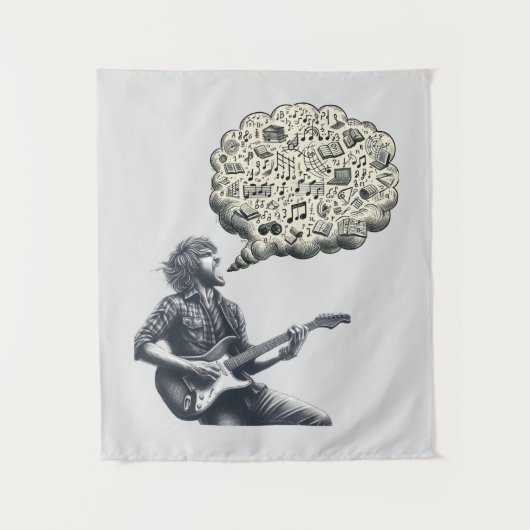 Solfeggio explosieve gitaar speler wandkleed (Voorkant)