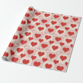 Solid and Outline Hearts Wrapping Paper Cadeaupapier (Uitgerold)