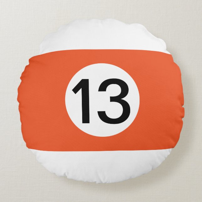 Solid and Stripe Billiard Balls #13 Verzamel alle  Rond Kussen (Voorkant)