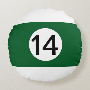 Solid and Stripe Billiard Balls #14 Verzamel alle  Rond Kussen