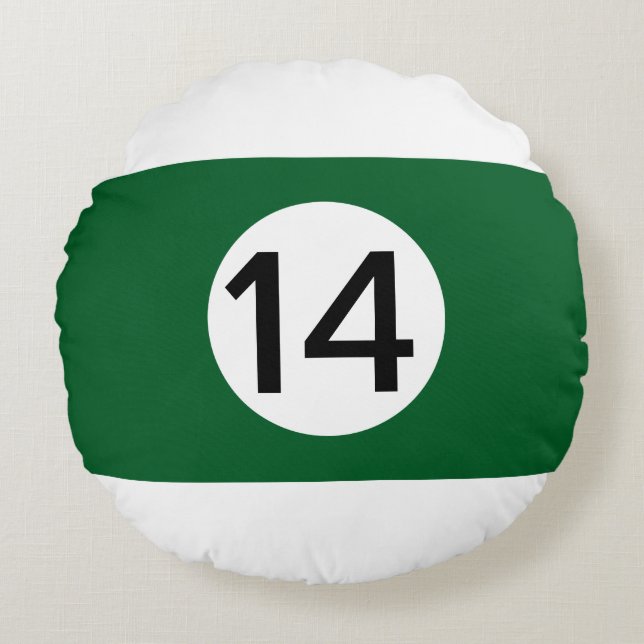 Solid and Stripe Billiard Balls #14 Verzamel alle  Rond Kussen (Voorkant)