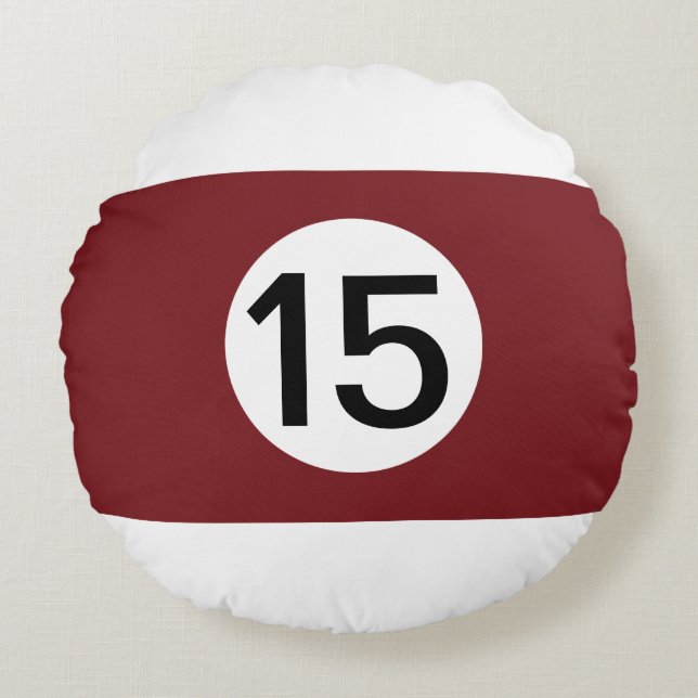 Solid and Stripe Billiard Balls #15 Alle 15 Rond Kussen (Voorkant)