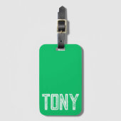 Solid Apple Green Custom Name Monogram Bagagelabel (Voorkant (verticaal))