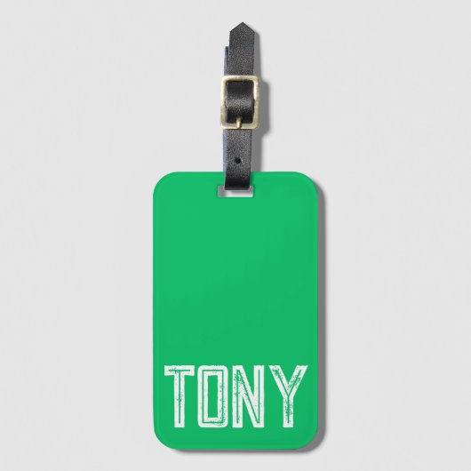 Solid Apple Green Custom Name Monogram Bagagelabel (Voorkant (verticaal))