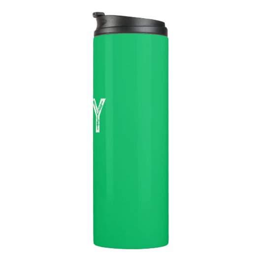 Solid Apple Green Custom Name Monogram Thermosbeker (Geroteerd rechts)
