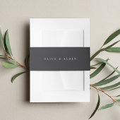 Solid Ash Black + Classic White Lettering Wedding Uitnodigingen Wikkel