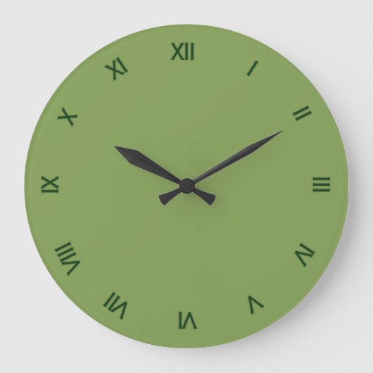 Solid Asparagus Green met Roman Numerieke Grote Klok (Voorkant)