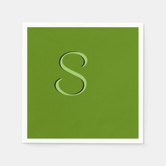 Solid Avocado Green geïnitialiseerd Servetten (Voorkant)