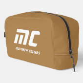 Solid Beige Monogram Naam Tekst Eenvoudig Voor Hem Toilettasje (Rechterhoek)