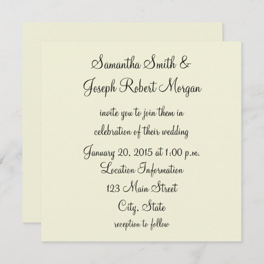 Solid Beige Wedding Kaart (Voorkant / Achterkant)