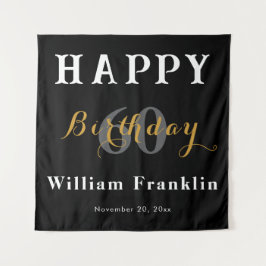 Solid Black 60e verjaardagsfeestviering Wandkleed