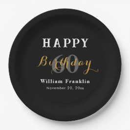 Solid Black 60ste verjaardag Papieren Bordje