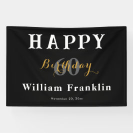 Solid Black 60th Birthday Party Celebration Banner