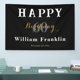 Solid Black 60th Birthday Party Celebration Banner