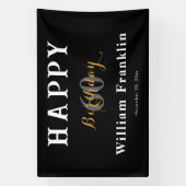 Solid Black 60th Birthday Party Celebration Banner (Verticaal)