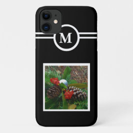 Solid black, aangepast monogram initiaal, foto Case-Mate iPhone case