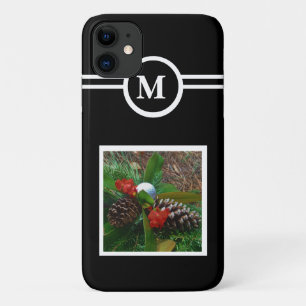 Solid black, aangepast monogram initiaal, foto Case-Mate iPhone case