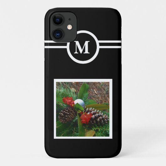 Solid black, aangepast monogram initiaal, foto Case-Mate iPhone case (Achterkant)