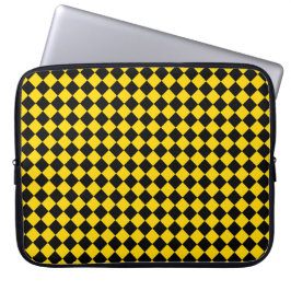 Solid Black and Gold Chevron Pattern Laptop Sleeve