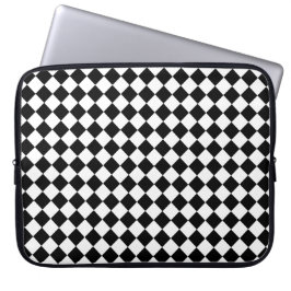Solid Black and White Chevron Pattern Laptop Sleeve