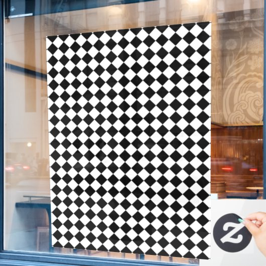 Solid Black and White Chevron Pattern Raamsticker (Cafe Raam)