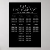 Solid Black and White Modern Wedding Seating Chart Poster (Voorkant)