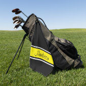 Solid Black, Bright Yellow Stripe Script-naam Golfhanddoek (Groen)