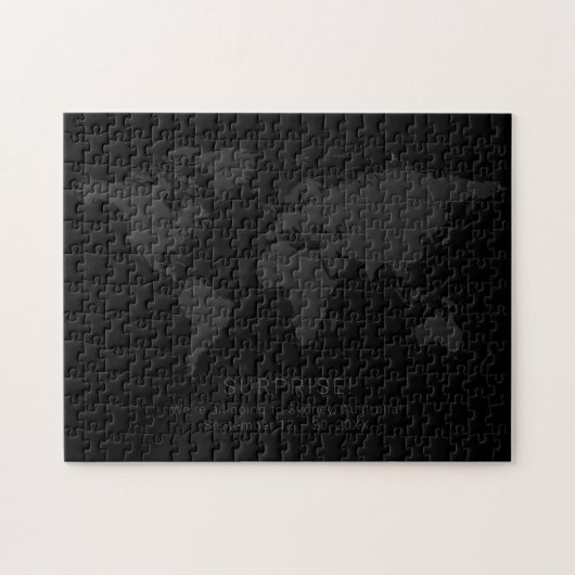 Solid Black Dark Wereldkaart Secret verrassingsber Legpuzzel (Horizontaal)