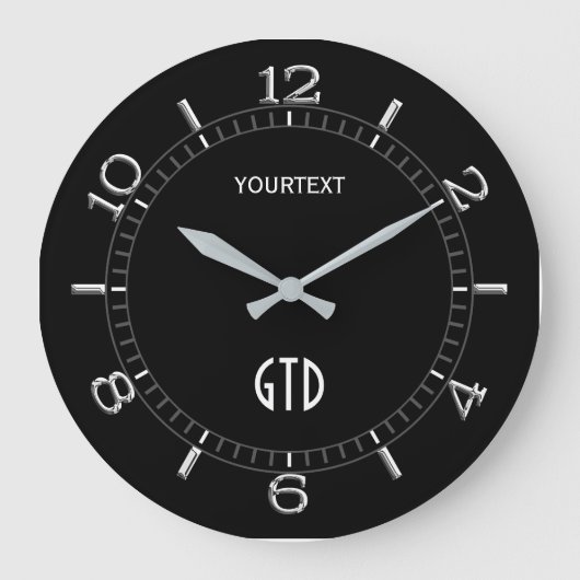 Solid Black Decor Dial is eenvoudig aan te passen Grote Klok (Voorkant)