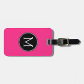 Solid Black en Hot Pink met Monogram Bagagelabel (Voorkant horizontaal)