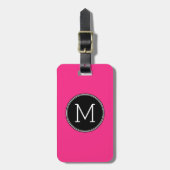 Solid Black en Hot Pink met Monogram Bagagelabel (Voorkant verticaal)
