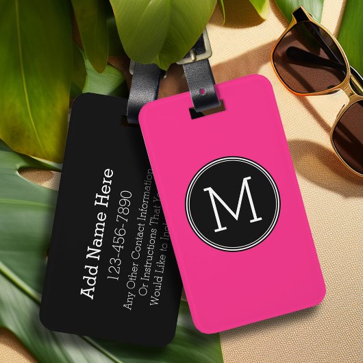 Solid Black en Hot Pink met Monogram Bagagelabel