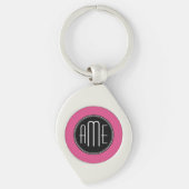 Solid Black en Hot Pink met Monogram Sleutelhanger (Voorkant)