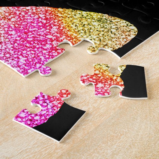 Solid Black kleurig glitter Butterfly Fun Cute Legpuzzel (Zijkant)