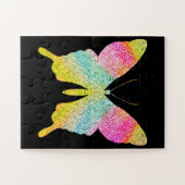 Solid Black kleurig glitter Butterfly Fun Cute Legpuzzel (Horizontaal)