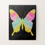 Solid Black kleurig glitter Butterfly Fun Cute Legpuzzel (Verticaal)